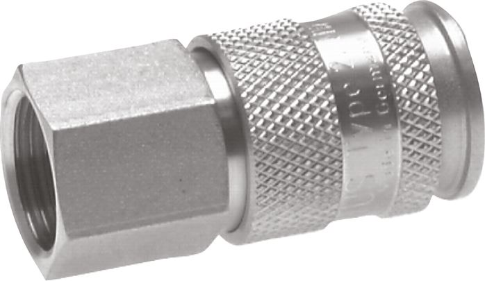 Exemplary representation: Coupling socket with female thread, stainless steel